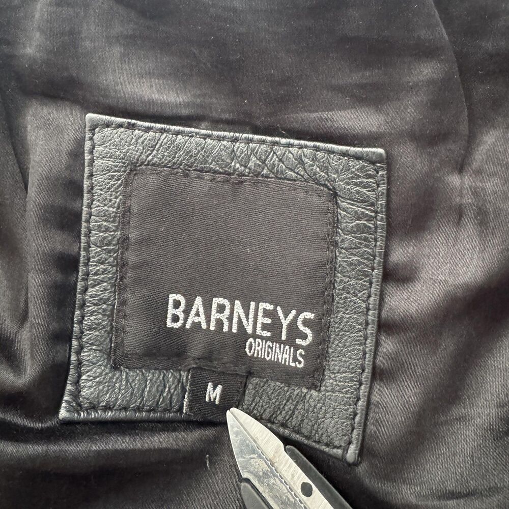 Barneys New York Black Leather Biker Jacket - Men's - Picture 5 of 8